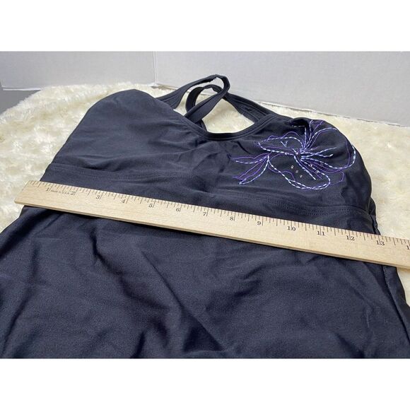 Speedo Ladies One Piece Swim Suit Sz 12 Sparkly Flower Black E - Picture 4 of 8